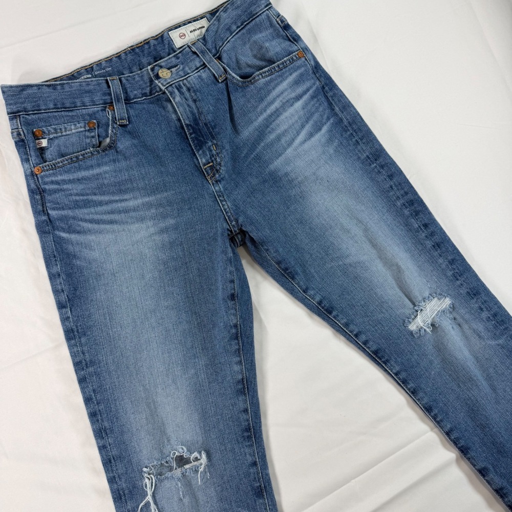 AG Adriano Goldschmied Ex Boyfriend Slouchy Slim Jeans 26R MediumWash Distressed